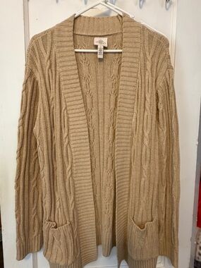 St. John's Bay Cable Knit Open-Front Cardigan - Tan